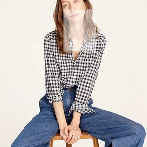 J.CREW CHECKER BOY BUTTON DOWN SHIRT - NAVY / WHITE